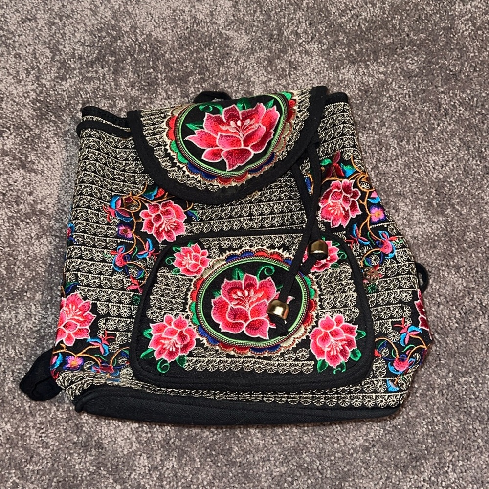 Flower Embroidery Backpack